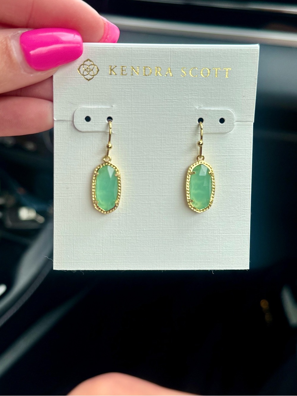 Kendra Scott Mint/Seafoam Green & Gold Dangle/ “Lee” Drop Earrings New